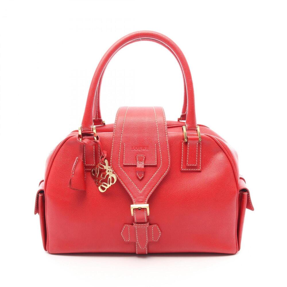 Loewe Traveler Bowling Handbag, Leather, Women's, Red